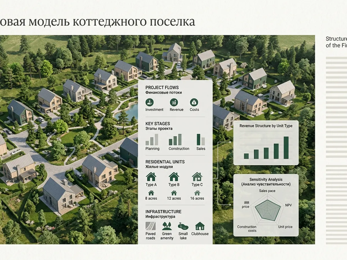 Финансовая модель коттеджного поселка: структура и чувствительность: миниатюра статьи